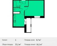 1-комнатная квартира площадью 33.1 кв.м, Лесная ул, 2 | цена 2 636 164 руб. | www.metrprice.ru