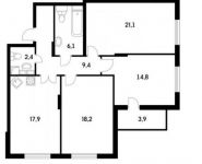 0-комнатная квартира площадью 91.9 кв.м, переулок Васнецова, 3 | цена 8 400 000 руб. | www.metrprice.ru