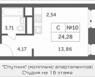 1-комнатная квартира площадью 24.28 кв.м, Мякининское шоссе, 3 | цена 2 245 900 руб. | www.metrprice.ru