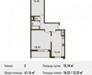 2-комнатная квартира площадью 61.1 кв.м, Чертановская улица, 36к1 | цена 3 729 540 руб. | www.metrprice.ru