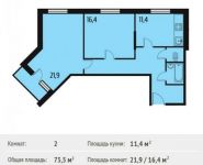 2-комнатная квартира площадью 73.5 кв.м, Рублево-Успенское шоссе, д.33, к.1 | цена 4 807 500 руб. | www.metrprice.ru