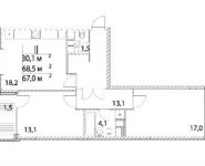 2-комнатная квартира площадью 70.2 кв.м, ул Архитектора Щусева, д. д. 1 | цена 16 146 000 руб. | www.metrprice.ru