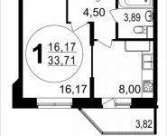 1-комнатная квартира площадью 34 кв.м, Просвещения ул., 13К3 | цена 2 709 700 руб. | www.metrprice.ru