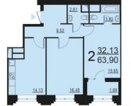 2-комнатная квартира площадью 63 кв.м, Берзарина ул., 28С3 | цена 13 903 668 руб. | www.metrprice.ru