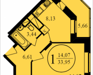 1-комнатная квартира площадью 33.95 кв.м, Просвещения, корп.10 | цена 2 302 550 руб. | www.metrprice.ru