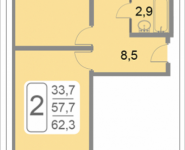 2-комнатная квартира площадью 62.3 кв.м, 2-й Грайвороновский проезд, 38, корп.3 | цена 9 340 215 руб. | www.metrprice.ru