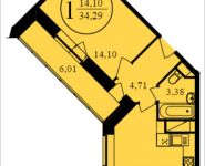 1-комнатная квартира площадью 34.29 кв.м, Просвещения, 10 | цена 2 493 843 руб. | www.metrprice.ru