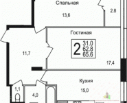 2-комнатная квартира площадью 65.6 кв.м, улица Фрунзе, 1 | цена 3 844 160 руб. | www.metrprice.ru