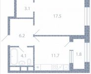 1-комнатная квартира площадью 44.4 кв.м, Новоалексеевская, 16с7 | цена 10 365 030 руб. | www.metrprice.ru