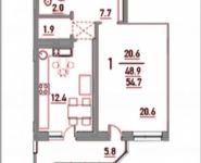 1-комнатная квартира площадью 54 кв.м, Ленинский пр-т, 18 | цена 5 477 281 руб. | www.metrprice.ru