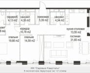 3-комнатная квартира площадью 116.42 кв.м, Усачёва, 12, корп.2_1 | цена 68 553 102 руб. | www.metrprice.ru