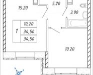 1-комнатная квартира площадью 34.5 кв.м, Дружбы, 27, корп.27 | цена 3 501 750 руб. | www.metrprice.ru