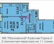 2-комнатная квартира площадью 66.3 кв.м, Талдомская улица, 17к1 | цена 4 112 482 руб. | www.metrprice.ru