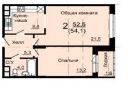 2-комнатная квартира площадью 54.1 кв.м, Сергиевская улица, 13 | цена 3 000 000 руб. | www.metrprice.ru