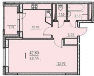 1-комнатная квартира площадью 44.5 кв.м, Центральная улица, 14 | цена 2 910 000 руб. | www.metrprice.ru