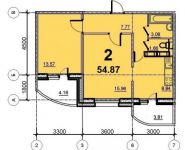 2-комнатная квартира площадью 54.87 кв.м, 5-й микрорайон, 18 | цена 3 007 972 руб. | www.metrprice.ru
