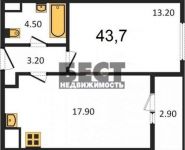 1-комнатная квартира площадью 41.9 кв.м, Кронштадтский бул., 6К3 | цена 6 913 500 руб. | www.metrprice.ru