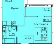 1-комнатная квартира площадью 37.29 кв.м, деревня Лопатино, 18 | цена 2 790 544 руб. | www.metrprice.ru