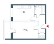 1-комнатная квартира площадью 43.5 кв.м, улица Дмитрия Ульянова, 6к1 | цена 11 038 125 руб. | www.metrprice.ru
