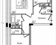 2-комнатная квартира площадью 54.2 кв.м, Просвещения, 12 | цена 2 941 000 руб. | www.metrprice.ru