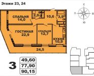 3-комнатная квартира площадью 90.15 кв.м в ЖК "Red Hills", улица Жуковского, д.25 С | цена 8 023 350 руб. | www.metrprice.ru
