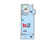 1-комнатная квартира площадью 25.7 кв.м, переулок Рупасовский 2-й, д.5к5 | цена 1 953 200 руб. | www.metrprice.ru
