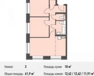 3-комнатная квартира площадью 61.9 кв.м, Донецкая ул., 30С1 | цена 7 807 423 руб. | www.metrprice.ru