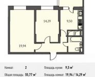 2-комнатная квартира площадью 55 кв.м в ЖК "Олимпийский", Стрелковая ул., 16 | цена 4 322 175 руб. | www.metrprice.ru