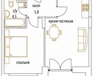 1-комнатная квартира площадью 49 кв.м в ЖК "Суббота", Верхняя, 34, корп.1 | цена 17 607 150 руб. | www.metrprice.ru