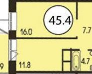 1-комнатная квартира площадью 45.4 кв.м в ЖК "Академгородок Сколково", Тихая ул., 26 | цена 7 195 900 руб. | www.metrprice.ru