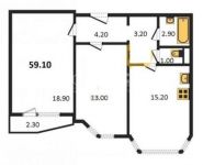 2-комнатная квартира площадью 59.1 кв.м, Грайвороновский 2-й пр. | цена 8 350 000 руб. | www.metrprice.ru