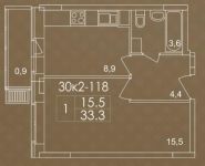 1-комнатная квартира площадью 33.3 кв.м в ЖК "Пятницкие Кварталы", Пятницкие Кварталы мкр | цена 2 477 145 руб. | www.metrprice.ru