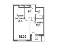 1-комнатная квартира площадью 55 кв.м, Серебрякова пр. | цена 8 844 410 руб. | www.metrprice.ru