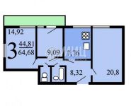 3-комнатная квартира площадью 64.7 кв.м, Инициативная улица, 5к1 | цена 10 990 000 руб. | www.metrprice.ru