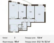 3-комнатная квартира площадью 111.5 кв.м, Некрасова ул., 18 | цена 9 427 325 руб. | www.metrprice.ru