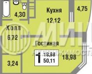 1-комнатная квартира площадью 50.1 кв.м, Зеленые Аллеи бул., 4 | цена 3 700 000 руб. | www.metrprice.ru