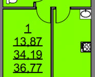 1-комнатная квартира площадью 36.8 кв.м, ул.Колхозная  3 | цена 3 088 680 руб. | www.metrprice.ru