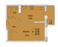 1-комнатная квартира площадью 39.16 кв.м, Правдинский гск, 4 | цена 2 312 006 руб. | www.metrprice.ru