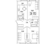 3-комнатная квартира площадью 71.4 кв.м, Рязанский пр-кт, 2 | цена 12 039 396 руб. | www.metrprice.ru