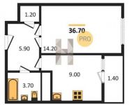 1-комнатная квартира площадью 36.7 кв.м,  | цена 4 003 970 руб. | www.metrprice.ru