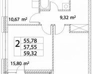 2-комнатная квартира площадью 57.55 кв.м, Лазоревый пр., 3 | цена 13 259 117 руб. | www.metrprice.ru