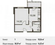 1-комнатная квартира площадью 38.6 кв.м в ЖК «Позитив»,  | цена 3 804 974 руб. | www.metrprice.ru
