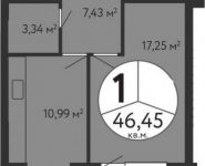 1-комнатная квартира площадью 46.5 кв.м, Зеленодольская улица, 41к2 | цена 7 506 320 руб. | www.metrprice.ru