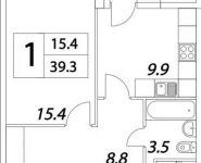 1-комнатная квартира площадью 39.3 кв.м, Тагильская улица, 4с22 | цена 4 513 016 руб. | www.metrprice.ru