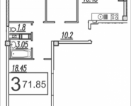 3-комнатная квартира площадью 71.85 кв.м, Садовая, 14 | цена 3 188 167 руб. | www.metrprice.ru