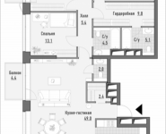 3-комнатная квартира площадью 128.64 кв.м, 1-я Ямская, 8 | цена 35 180 000 руб. | www.metrprice.ru