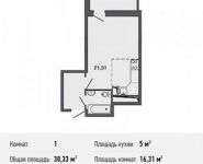 1-комнатная квартира площадью 30.3 кв.м, улица Мостотреста, 6 | цена 2 502 225 руб. | www.metrprice.ru