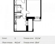 1-комнатная квартира площадью 44.1 кв.м в ЖК «Лайково»,  | цена 4 606 263 руб. | www.metrprice.ru
