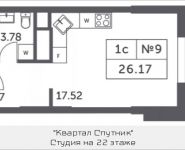 1-комнатная квартира площадью 26.17 кв.м, Мякининское шоссе, 4, корп.6 | цена 2 915 809 руб. | www.metrprice.ru
