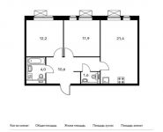 2-комнатная квартира площадью 61.7 кв.м, жилой комплекс Мякинино Парк, 2с2 | цена 7 521 230 руб. | www.metrprice.ru